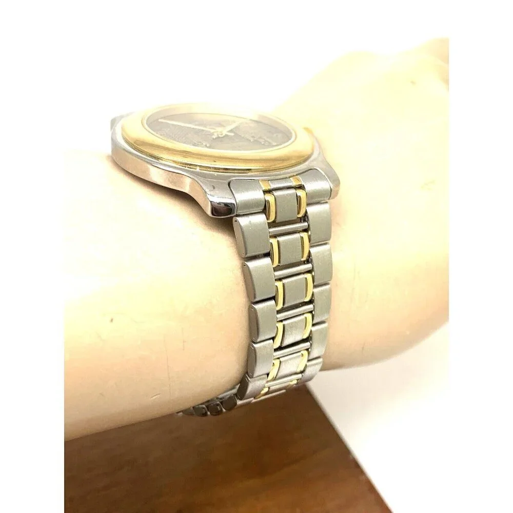 Manheim Auto Auction Men's Watch Quartz Gold Dial Two Tone Stainless Steel 40mm